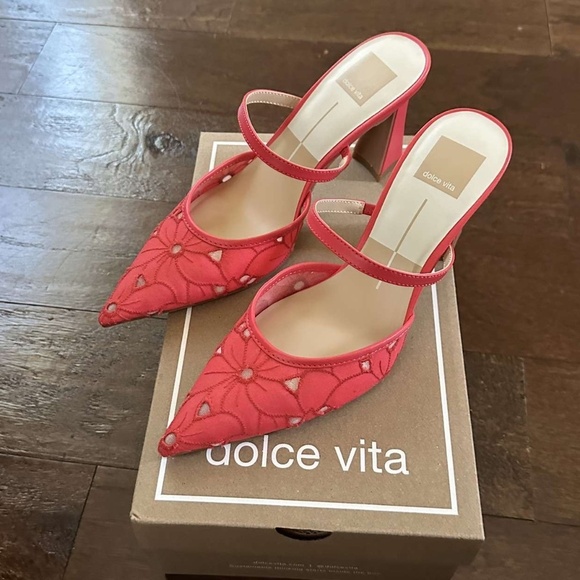 DOLCE VITA- Nalini Floral heels. 7.5, women’s. Coral, gorgeous! Brand new - Picture 4 of 14